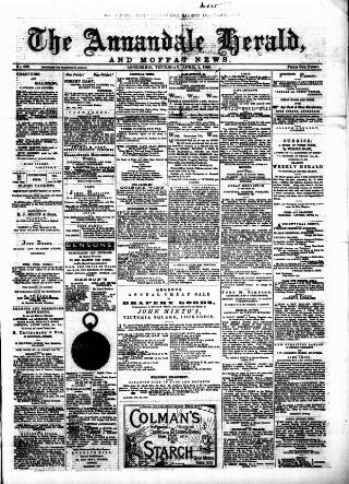 cover page of Annandale Herald and Moffat News published on April 1, 1880
