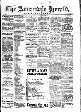 cover page of Annandale Herald and Moffat News published on August 2, 1883