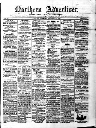 cover page of Northern Advertiser (Aberdeen) published on November 2, 1858