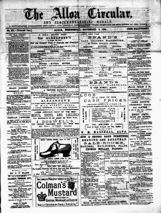 cover page of Alloa Circular published on November 2, 1881