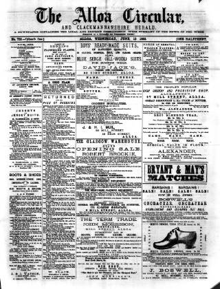 cover page of Alloa Circular published on June 13, 1883