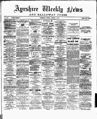 cover page of Ayrshire Weekly News and Galloway Press published on August 2, 1889