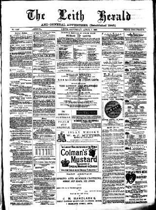 cover page of Leith Herald published on April 1, 1882