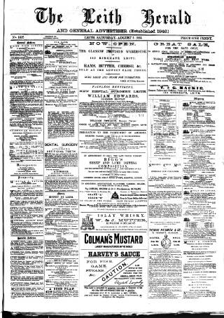 cover page of Leith Herald published on August 2, 1884