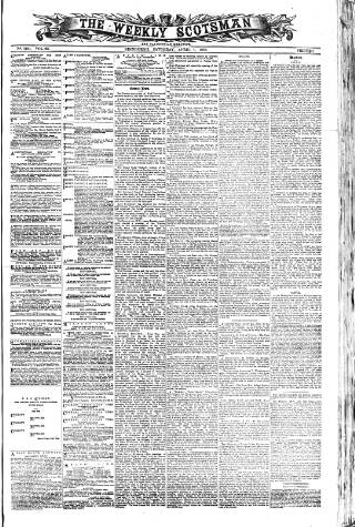 cover page of Weekly Scotsman published on April 1, 1882