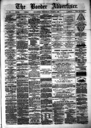 cover page of Border Advertiser published on August 2, 1882