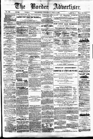 cover page of Border Advertiser published on June 13, 1883