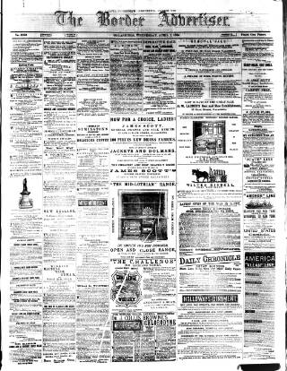 cover page of Border Advertiser published on April 1, 1885