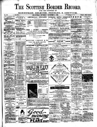 cover page of Scottish Border Record published on November 2, 1889