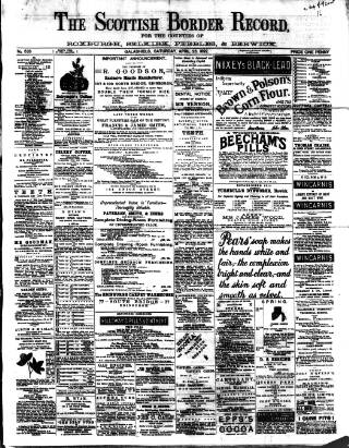 cover page of Scottish Border Record published on April 23, 1892