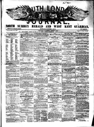 cover page of South London Journal published on August 2, 1862