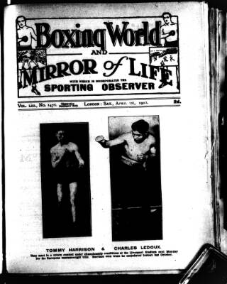 cover page of Boxing World and Mirror of Life published on April 1, 1922