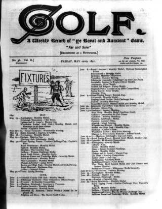cover page of Golf published on May 22, 1891