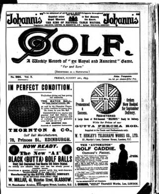 cover page of Golf published on August 2, 1895