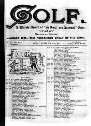 cover page of Golf published on September 10, 1897