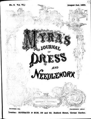 cover page of Myra's Journal of Dress and Fashion published on August 2, 1880