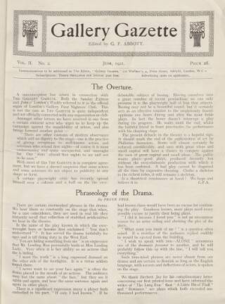 cover page of Gallery Gazette published on June 1, 1921