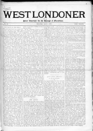 cover page of West Londoner published on April 1, 1871