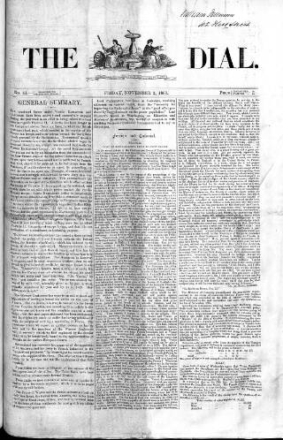 cover page of Dial published on November 2, 1860