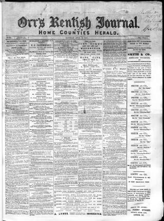 cover page of Orr's Kentish Journal published on April 1, 1865