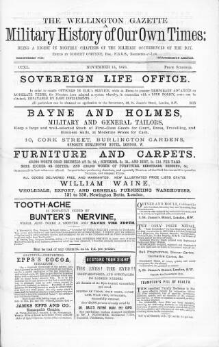 cover page of Wellington Gazette and Military Chronicle published on November 15, 1876