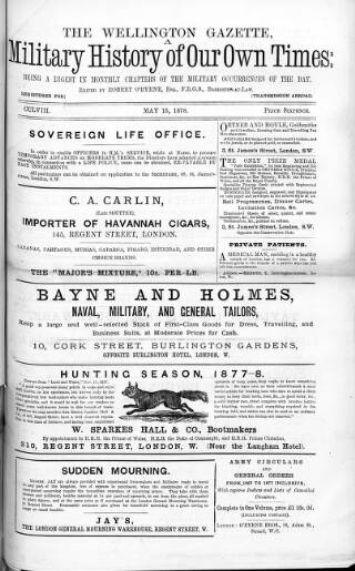 cover page of Wellington Gazette and Military Chronicle published on May 15, 1878