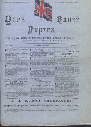 cover page of York House Papers published on December 8, 1880