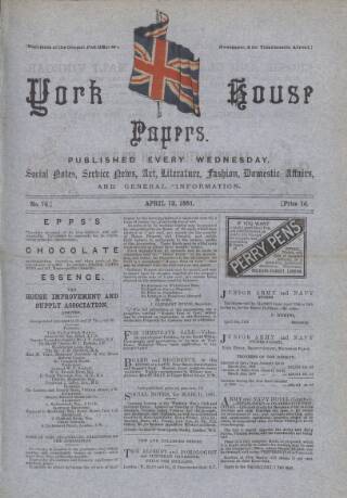cover page of York House Papers published on April 13, 1881