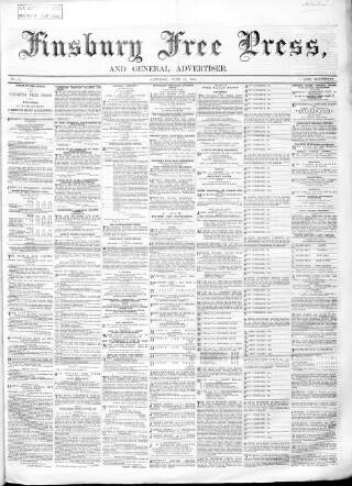 cover page of Finsbury Free Press published on June 13, 1868