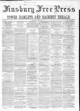 cover page of Finsbury Free Press published on November 14, 1868