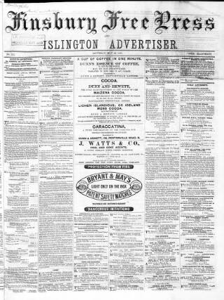 cover page of Finsbury Free Press published on May 22, 1869