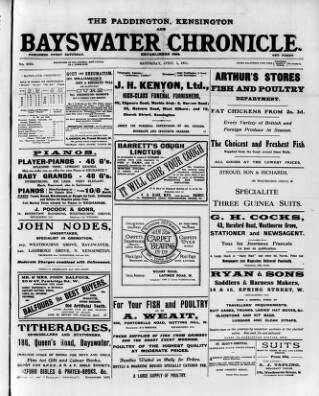 cover page of Bayswater Chronicle published on April 1, 1911
