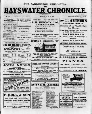 cover page of Bayswater Chronicle published on June 13, 1914