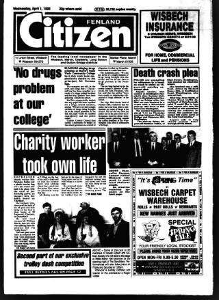 cover page of Fenland Citizen published on April 1, 1992