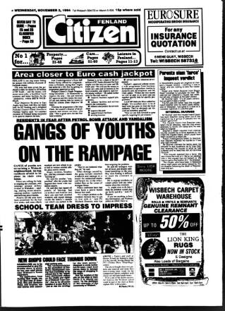 cover page of Fenland Citizen published on November 2, 1994