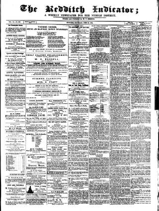 cover page of Redditch Indicator published on June 13, 1868