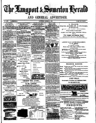 cover page of Langport & Somerton Herald published on August 2, 1884