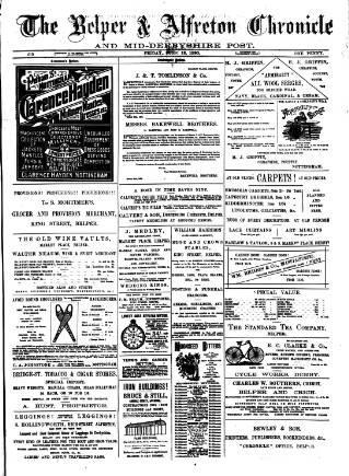 cover page of Belper & Alfreton Chronicle published on June 13, 1890