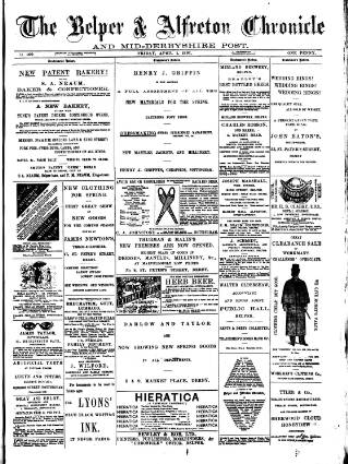 cover page of Belper & Alfreton Chronicle published on April 1, 1892