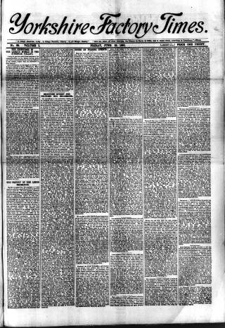 cover page of Yorkshire Factory Times published on June 13, 1890