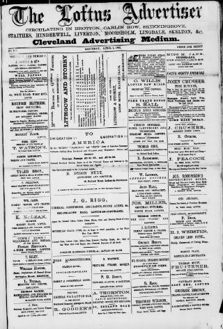 cover page of Loftus Advertiser published on April 1, 1882