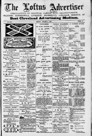 cover page of Loftus Advertiser published on August 2, 1895