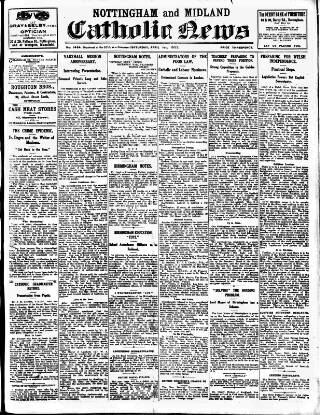 cover page of Nottingham and Midland Catholic News published on April 1, 1922