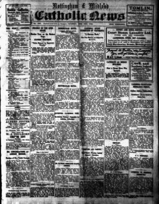 cover page of Nottingham and Midland Catholic News published on June 13, 1925