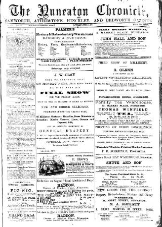 cover page of Nuneaton Chronicle published on June 13, 1874