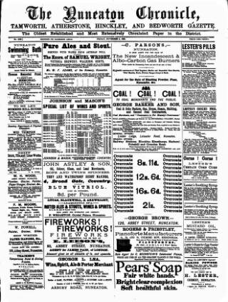 cover page of Nuneaton Chronicle published on November 2, 1888