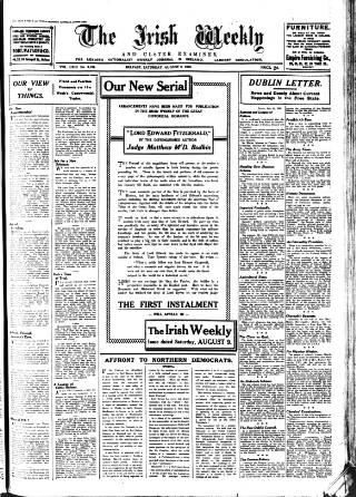 cover page of Irish Weekly and Ulster Examiner published on August 2, 1930