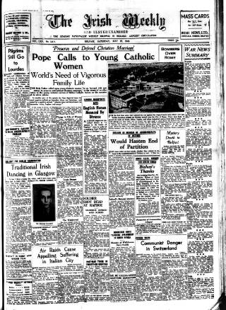 cover page of Irish Weekly and Ulster Examiner published on May 22, 1943