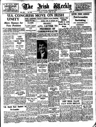 cover page of Irish Weekly and Ulster Examiner published on June 13, 1953
