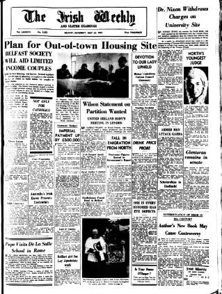 cover page of Irish Weekly and Ulster Examiner published on May 22, 1965